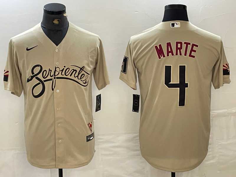 Men%27s Arizona Diamondback #4 Ketel Marte 2021 Gold City Connect Cool Base Stitched Jersey->customized mlb jersey->Custom Jersey